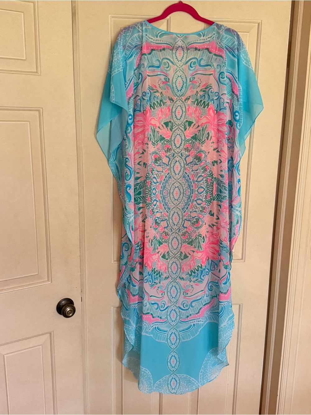 EUC Lilly Pulitzer Kassandra Maxi Caftan in Hot Tamale - Picture 8 of 9